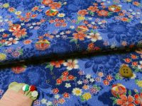 ちりめん生地・かすみ桜に手まり（青）