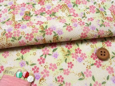 ちりめん生地・おぼろ桜(淡黄緑) 10cm単位 切り売り