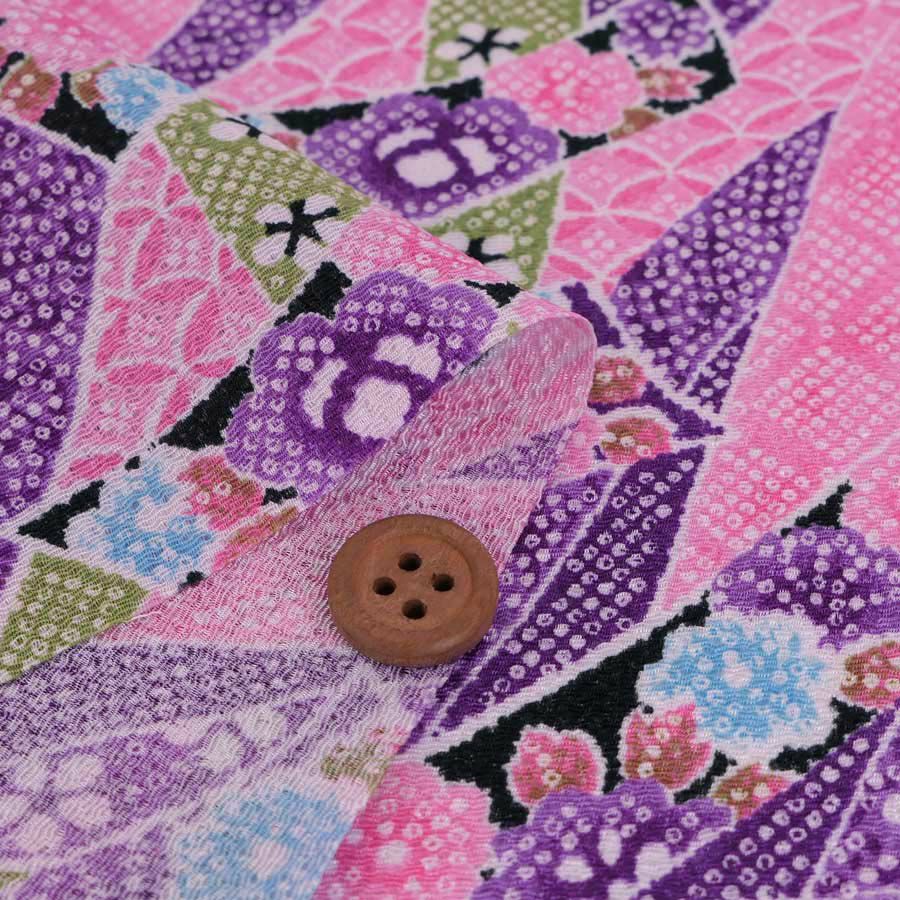 ちりめん生地 のしめ短冊(紫) 10cm単位 切り売り ちりめん細工向きレーヨン縮緬 花柄 鹿の子柄 和モダン和小物に