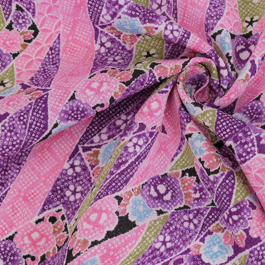 ちりめん生地 のしめ短冊(紫) 10cm単位 切り売り ちりめん細工向きレーヨン縮緬 花柄 鹿の子柄 和モダン和小物に