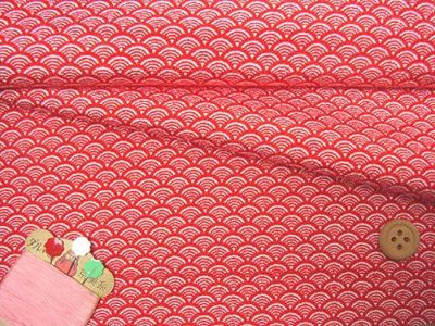 ちりめん生地・青海波(赤) 10cm単位 切り売り