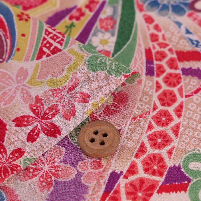 一越ちりめん・しぼりに花のし小槌文様（赤）