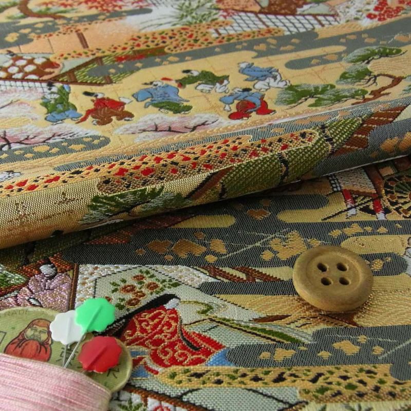 金襴生地（金らん）絢爛平安絵巻