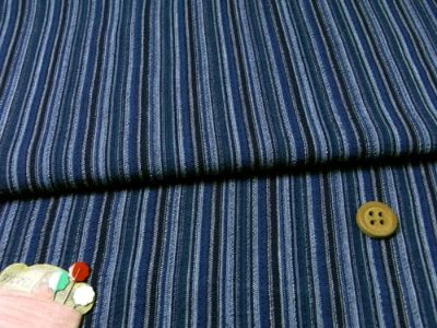しじら織り生地・たて縞(藍色) 10cm単位 切り売り