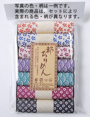 レーヨンちりめん・ラメ系柄カットクロスセット(22×16.5cmが7枚入)