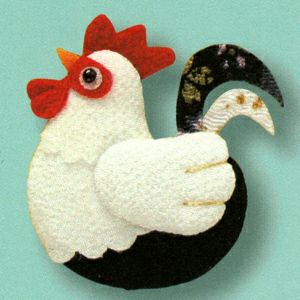 ちりめん細工パーツ（完成品）・にわとり雄