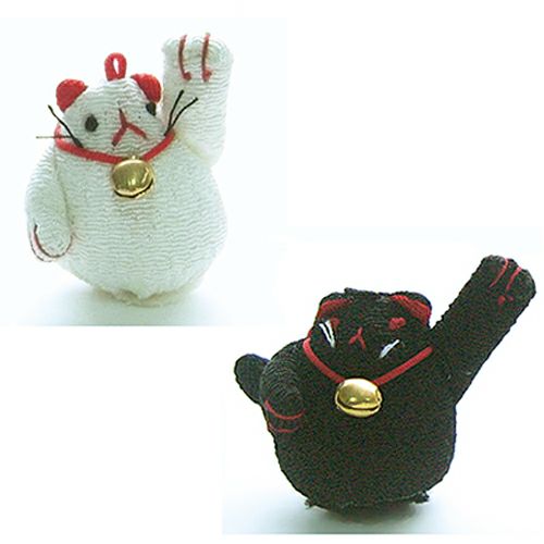 ちりめん細工パーツ（完成品）・招き猫