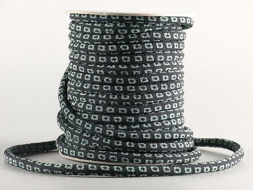 ちりめん丸ひも・小紋調柄・４ミリ（実寸約5-6ミリ）　疋田・緑