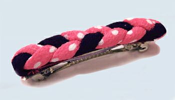 ちりめんバレッタ・ピンク小水玉