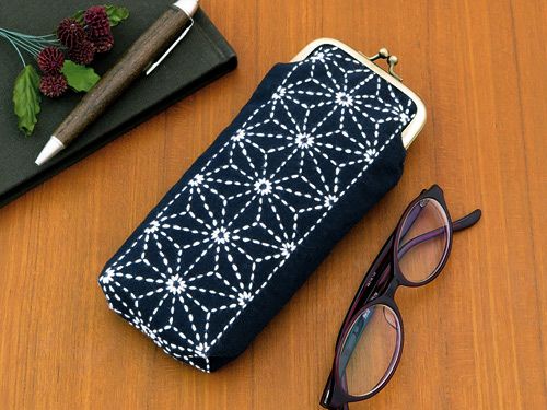 刺し子キット・がまぐちポーチ 麻の葉