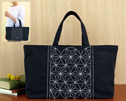 刺し子キット・ミニトートバッグ 変わり麻の葉