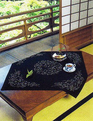 刺し子キット・テーブルクロス（鉄線・紺） |生地 和柄/和布/ちりめん 