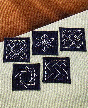 刺し子キット・コースター（伝統柄・紺）