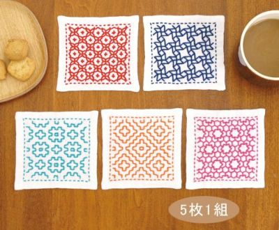 刺し子キット 一目刺しの花ふきん 鉄線 tessen クレマチス |生地