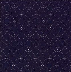 刺し子布（プリント）・夢ふきん・紺 七宝つなぎ