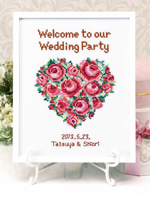 クロスステッチキット・ローズウェルカムボード ハートローズ
