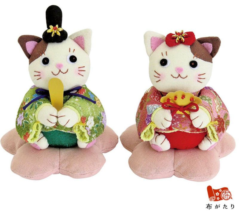 猫柄【古布 タペストリー】手芸キット 猫のひな祭り - その他