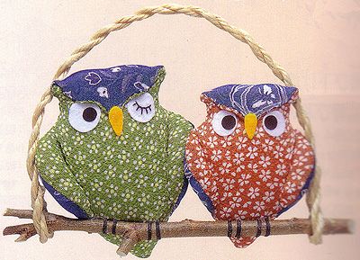 キット・ちりめん手芸 小枝のフクロウ |生地 和柄/和布/ちりめん手芸