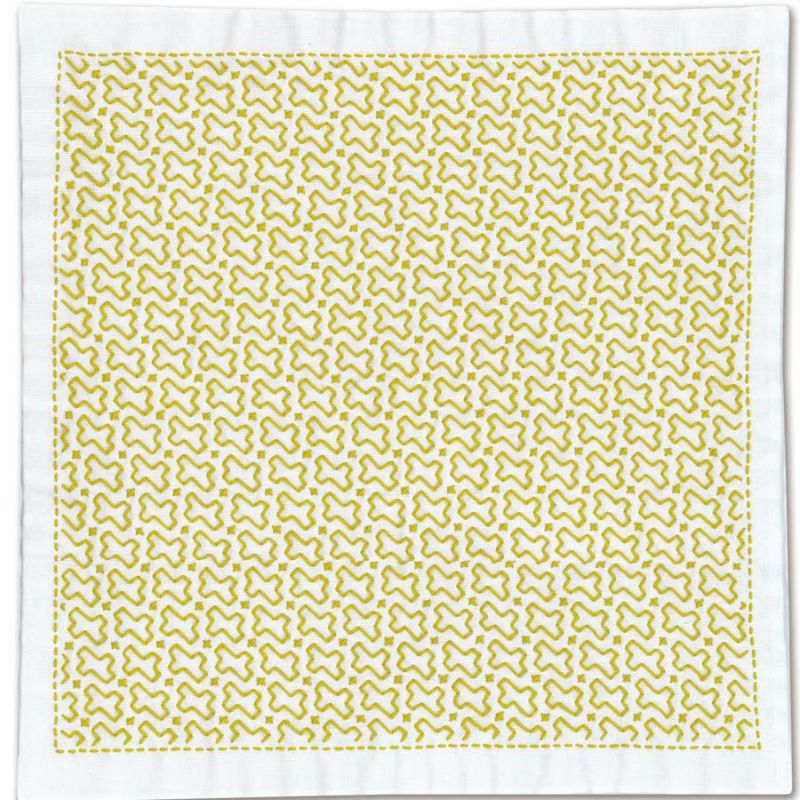 一目刺しの花ふきん・流し十時（白）