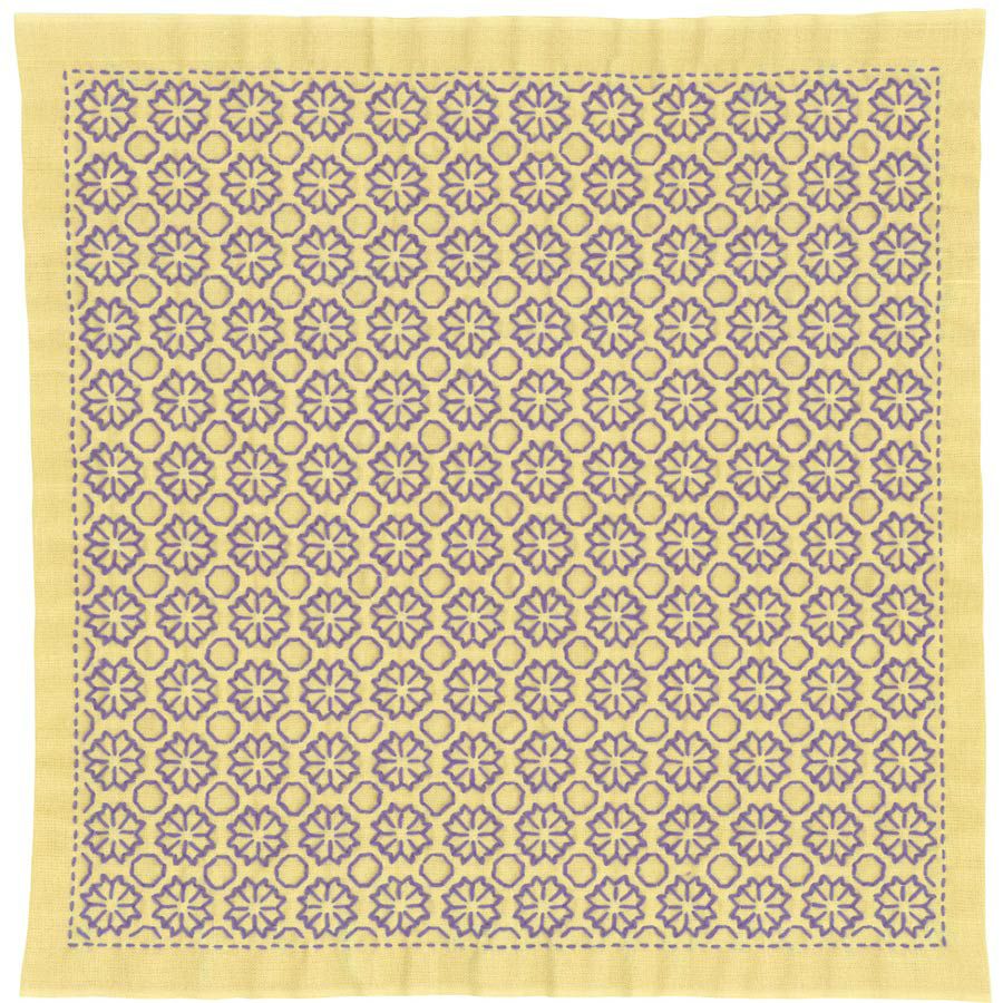 一目刺しの花ふきん・菊の花（からし）