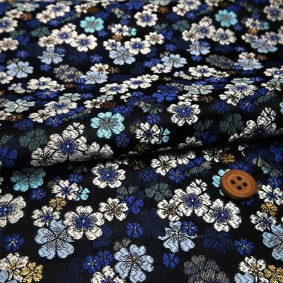 金襴生地(金らん)瑠璃桜(紺色) 10cm単位 切り売り |生地 和柄