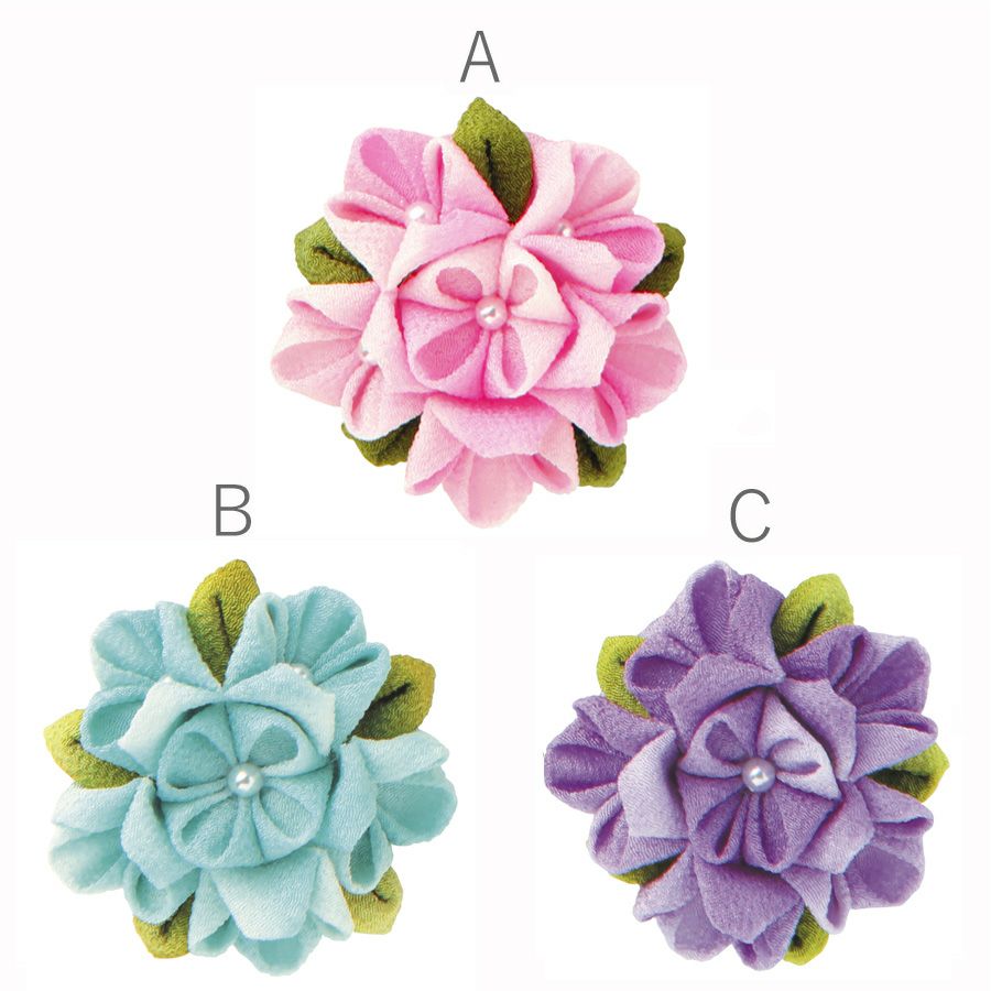 手作りキット はじめてのつまみ細工 あじさいのブローチオリムパス製絲