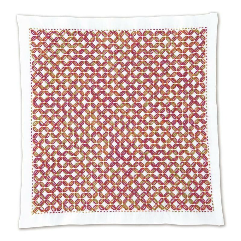 刺し子キット 一目刺しの花ふきん 角七宝（白）