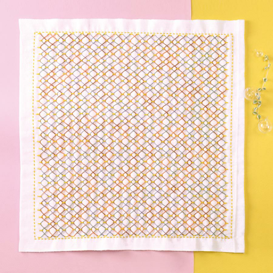 刺し子キット くぐり刺しの花ふきん 雫