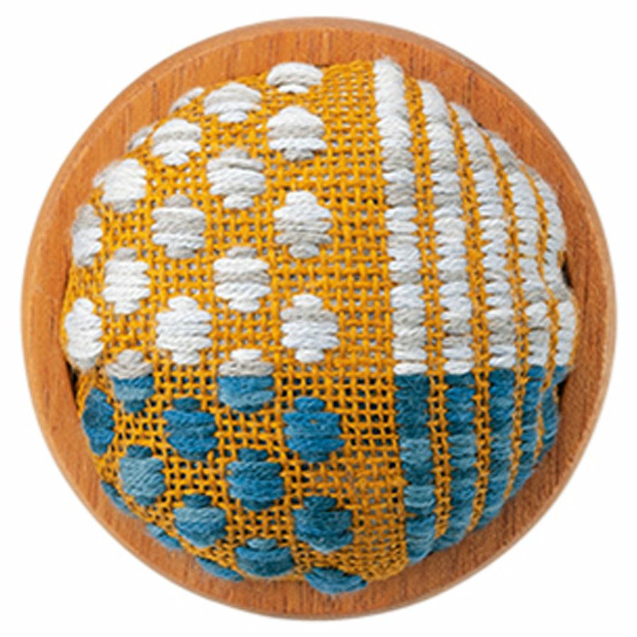 こぎん刺しキット ウッドボウルピンクッション ドットストライプ