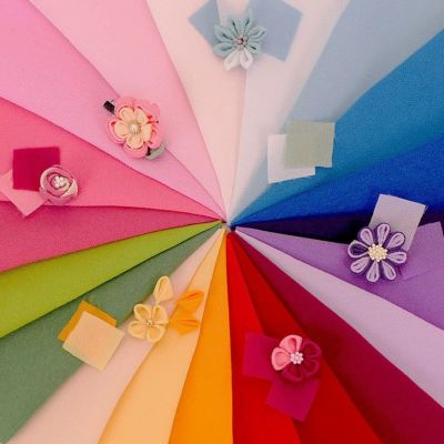 一越ちりめん生地 無地20色セット/約22×20cm（つまみ細工簡単レシピ&プチおまけ付）【ネコポス送料無料】