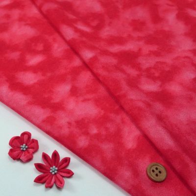 一越ちりめん生地 ムラ染めぼかし(紅色) 10cm単位 切り売り