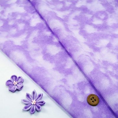 一越ちりめん生地 ムラ染めぼかし(藤色) 10cm単位 切り売り