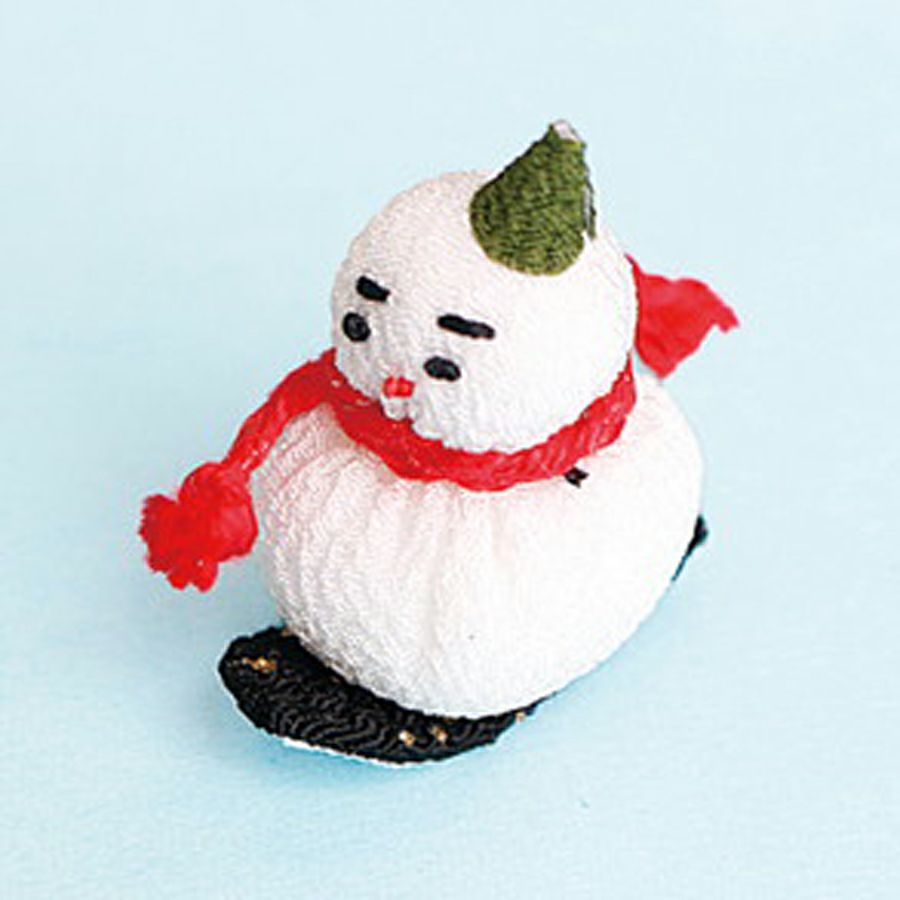 ちりめんパーツ 雪だるま