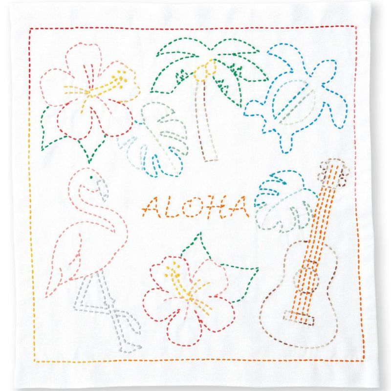 刺し子キット 花ふきん ALOHA