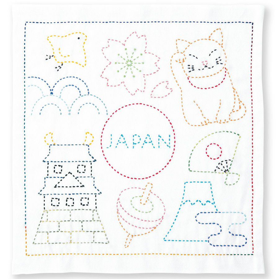 刺し子キット 花ふきん JAPAN