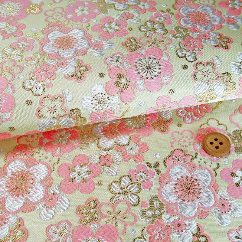 金襴 きらめき梅（クリームベージュ）