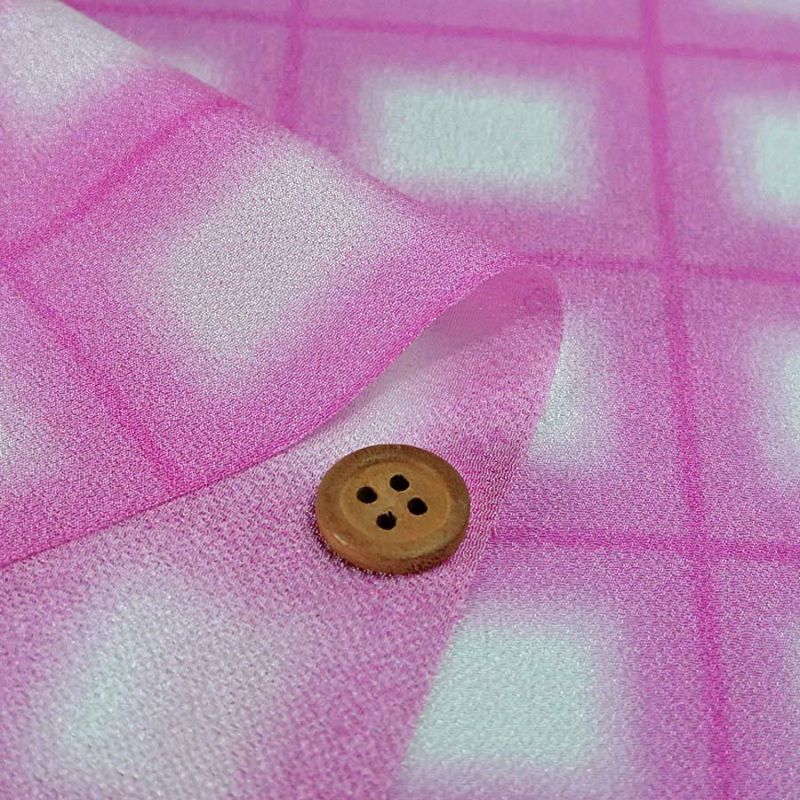 一越ちりめん生地 格子ぼかし(石竹色)