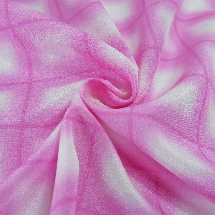 一越ちりめん生地 格子ぼかし(石竹色)