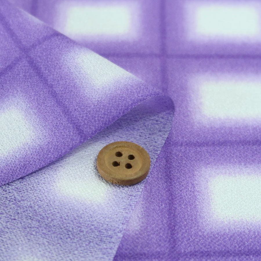 一越ちりめん生地 格子ぼかし(紫)