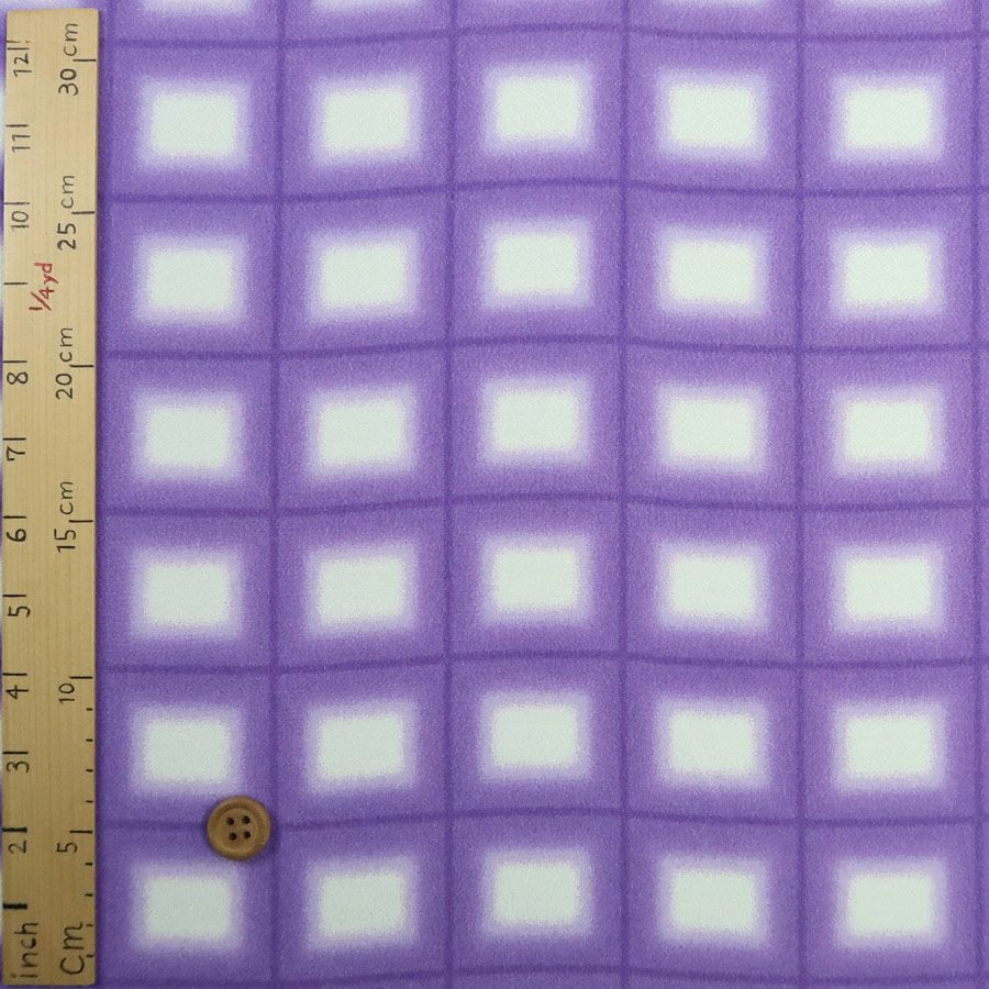 一越ちりめん生地 格子ぼかし(紫)