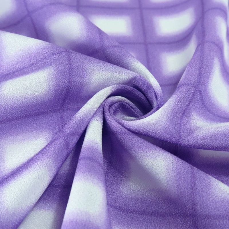 一越ちりめん生地 格子ぼかし(紫)