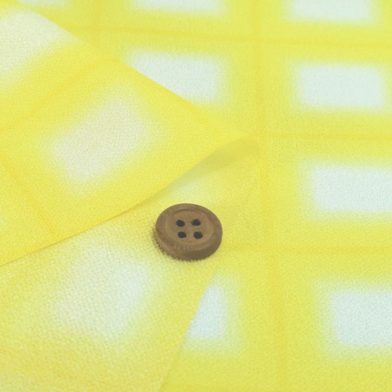 一越ちりめん生地 格子ぼかし(黄色)