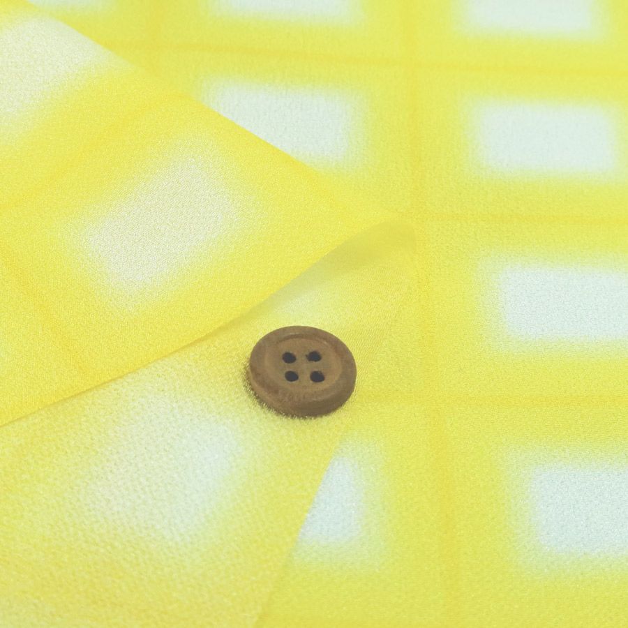 一越ちりめん生地 格子ぼかし(黄色)