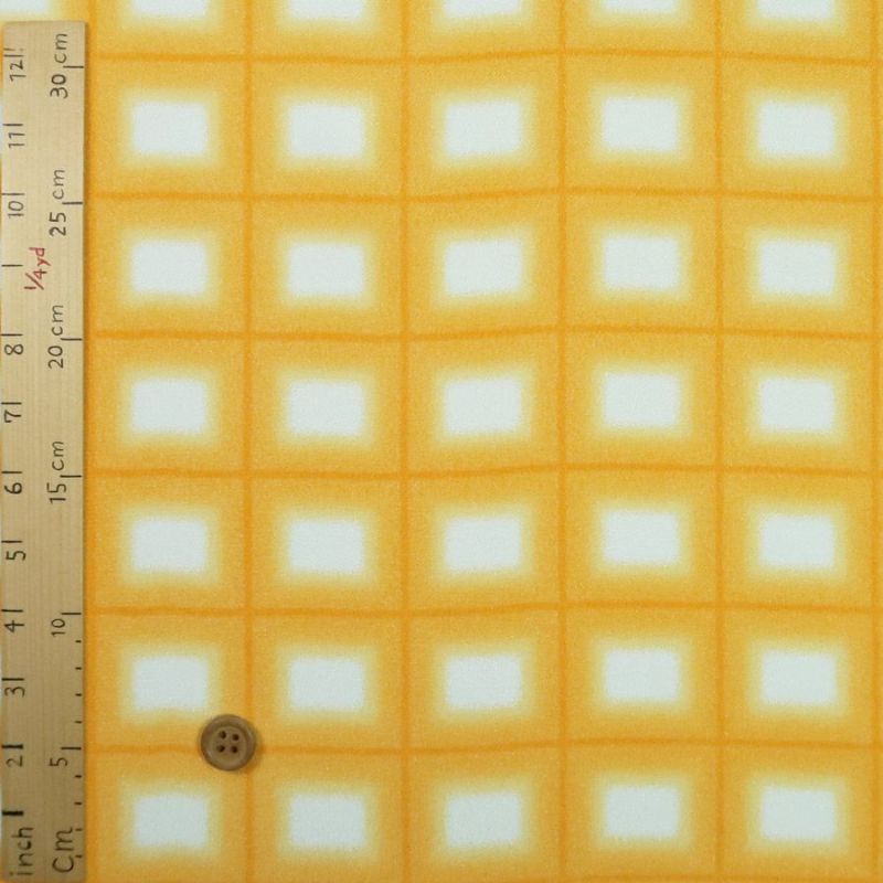 一越ちりめん生地 格子ぼかし(だいだい色)