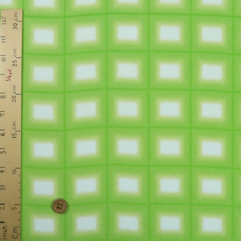 一越ちりめん生地 格子ぼかし(黄緑)