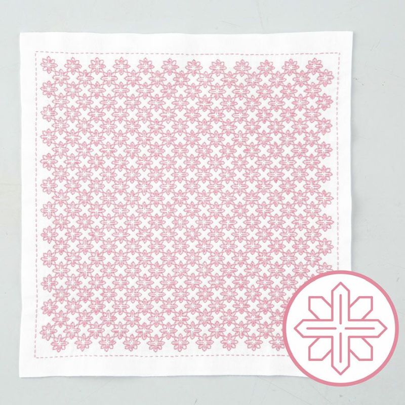 刺し子キット 一目刺しの花ふきん 鉄線 tessen クレマチス