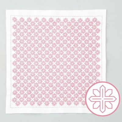 刺し子キット 一目刺しの花ふきん 鉄線 tessen クレマチス |生地 刺し子キット 一目刺しの花ふきん 鉄線 tessen クレマチス |生地