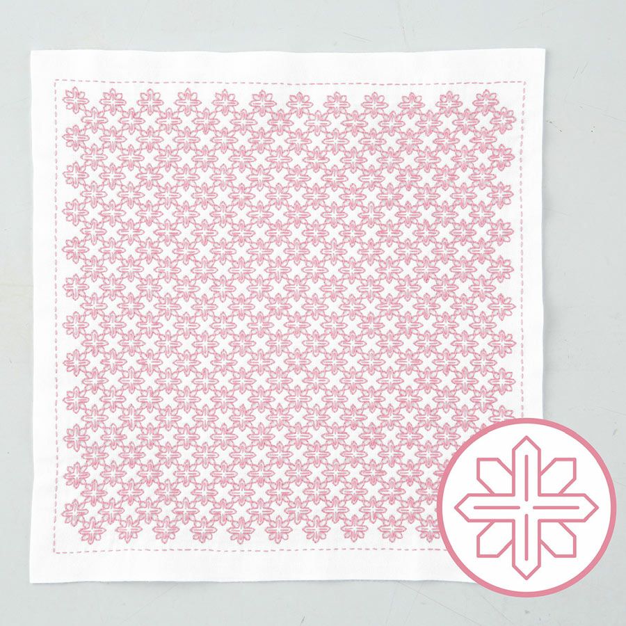 刺し子キット 一目刺しの花ふきん 鉄線 tessen クレマチス