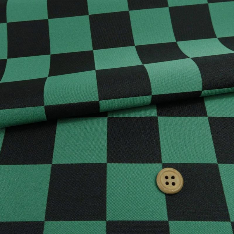 西陣織物 市松柄4.4cm角(黒/緑）
