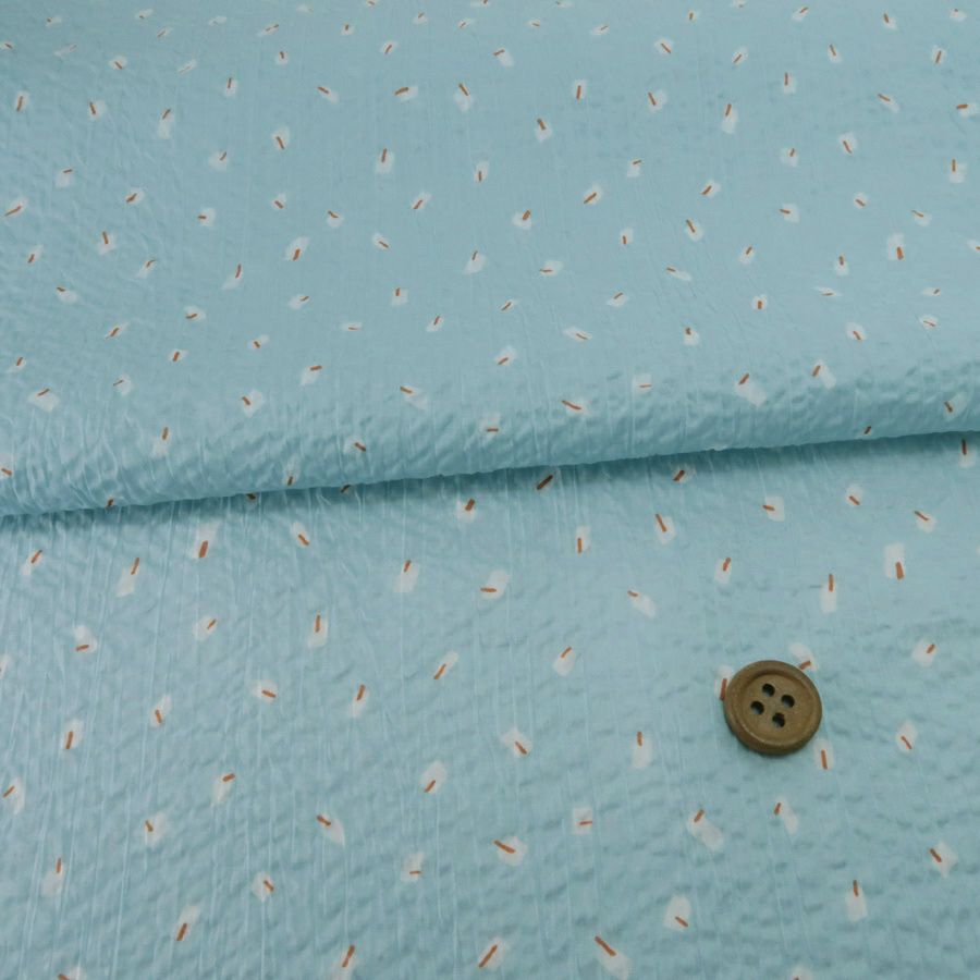 コットン生地 ふんわりウェーブ おしゃれなあられ模様(水色)